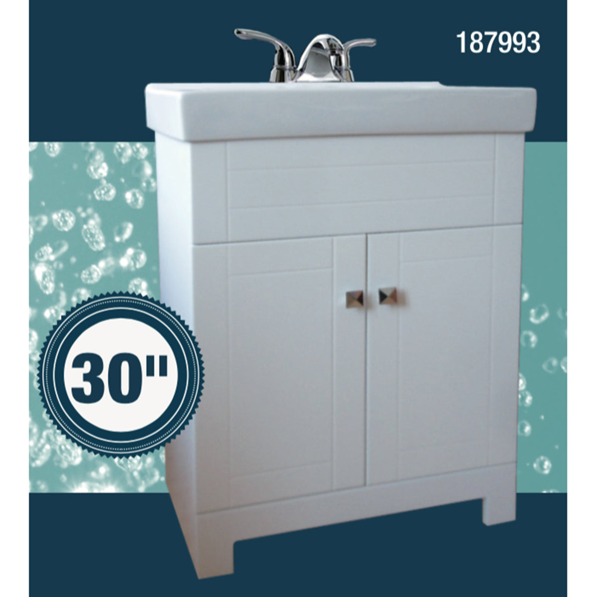 2-Door White Vanity and Ceramic Top