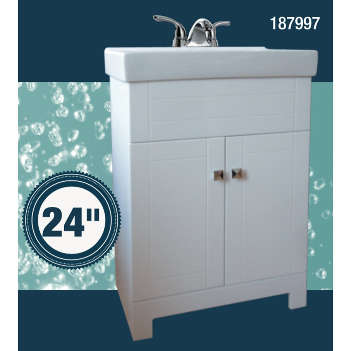 2-Door White Vanity and Ceramic Top