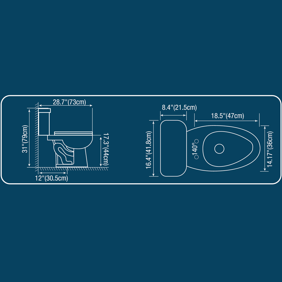 F&D 2-Piece Toilet Dual Flush 4L/6L Elongated Bowl White