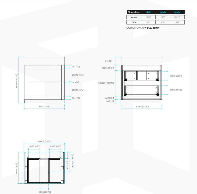Bliss 24″ Inch Butternut Free Standing Modern Bathroom Vanity