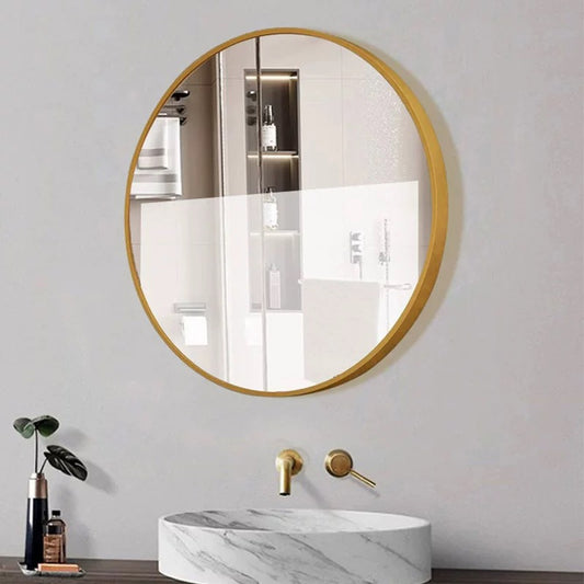 Circle-Shaped Gold Bathroom Mirror