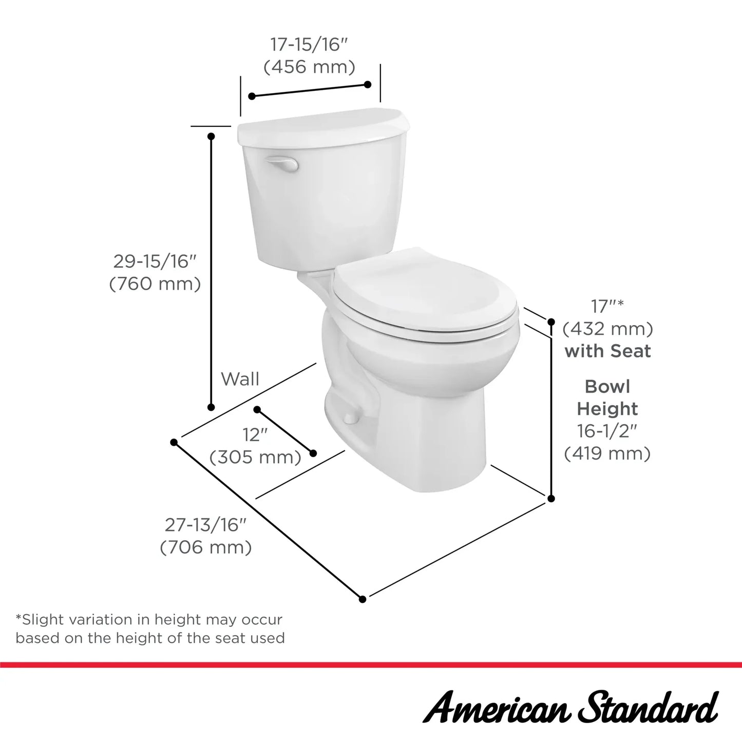 American Standard COLONY 3 Round Front 4.8 LPF Unlined Two Piece Toilet White Less Seat