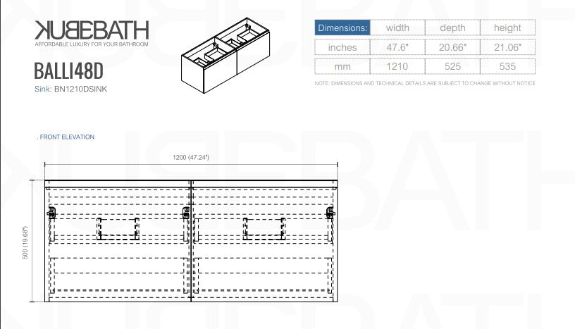 48″ Inch Double Sink Balli Modern Bathroom Vanity In White Oak Finish