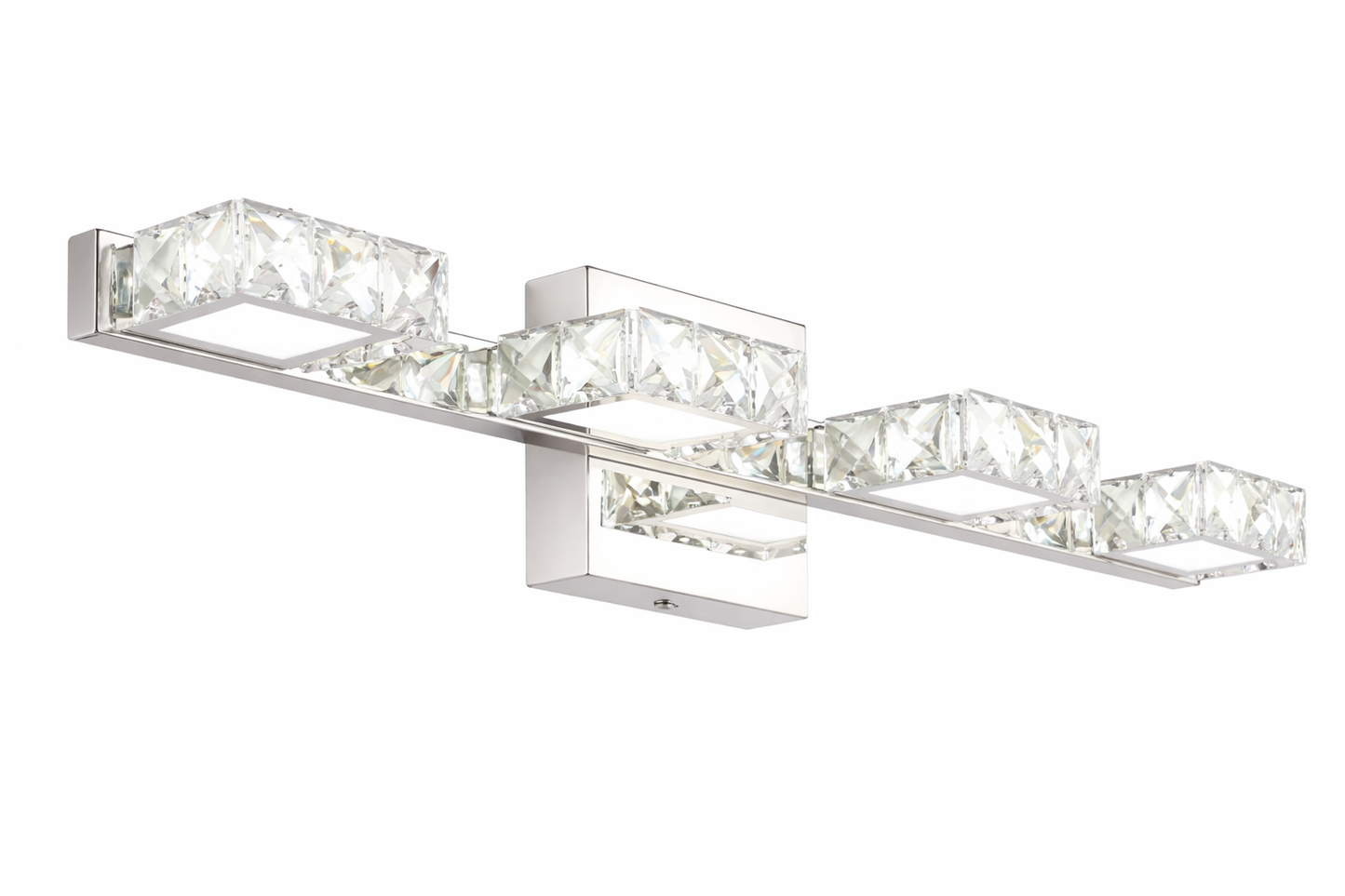 Modern 4-Light Chrome Vanity Light with Crystal Panels