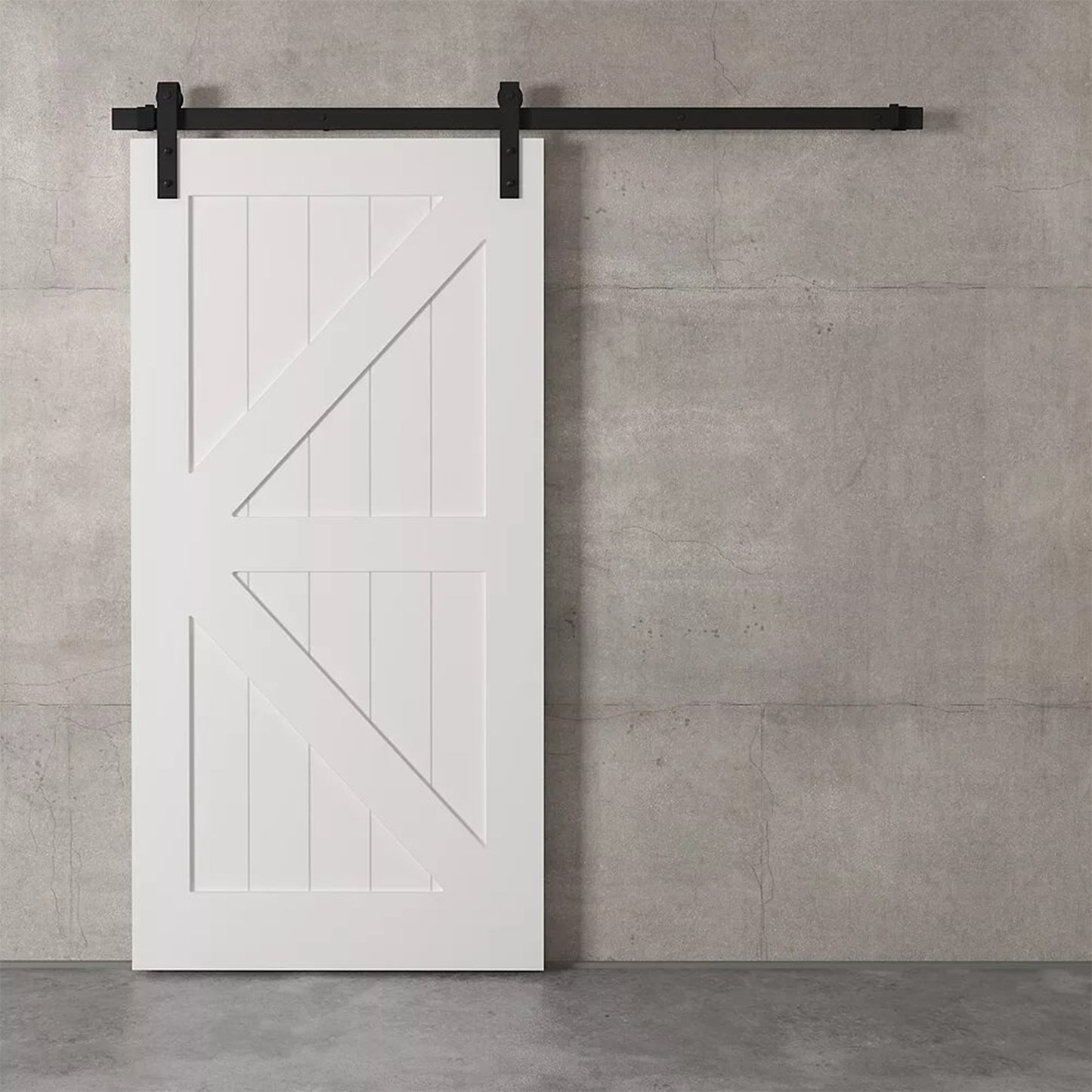 F&D 2 Panel White Solid Core Primed Barn Door (K-Style)