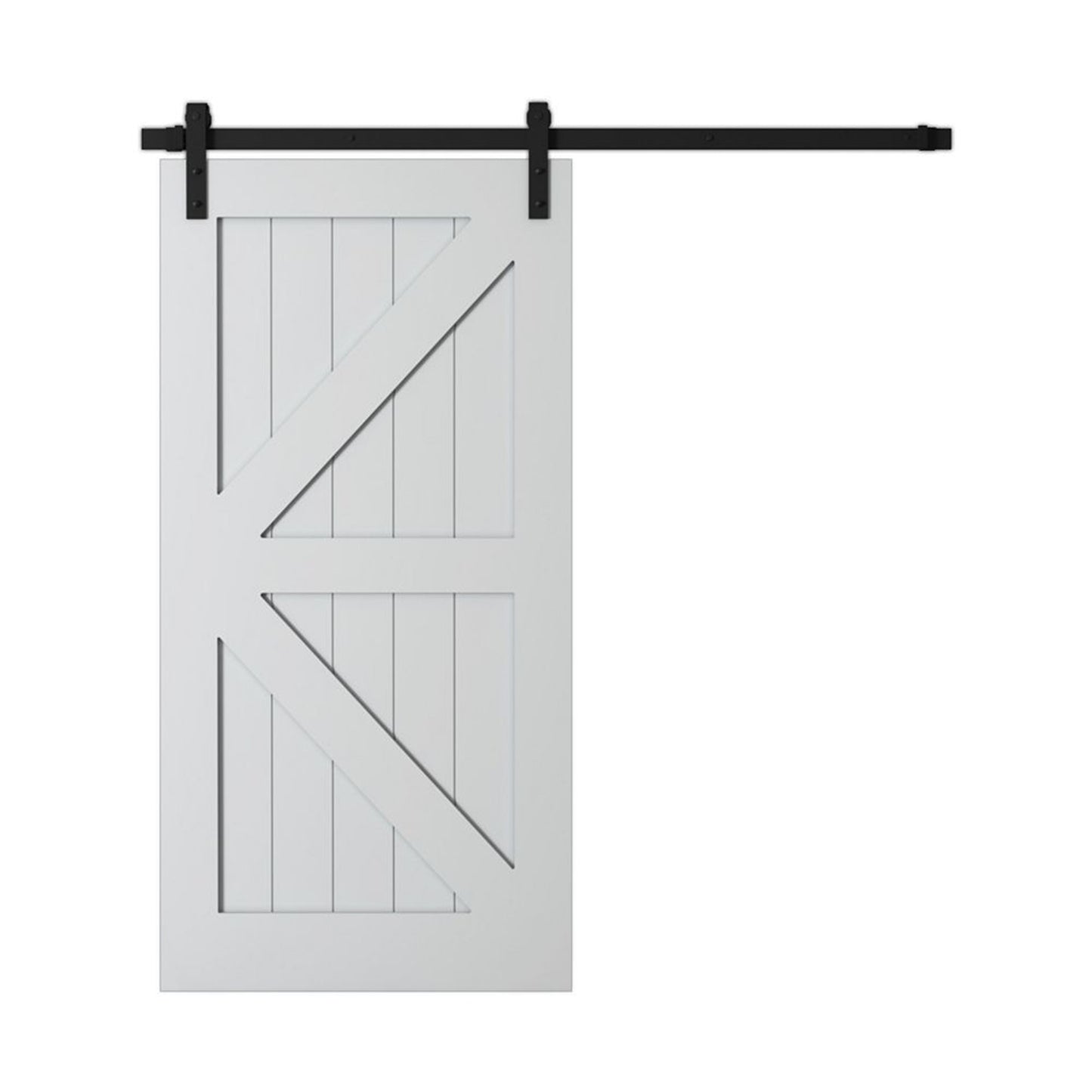 F&D 2 Panel White Solid Core Primed Barn Door (K-Style)