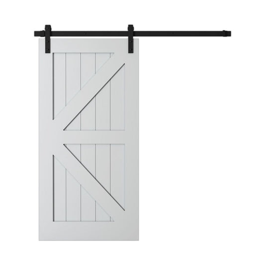 F&D 2 Panel White Solid Core Primed Barn Door (K-Style)