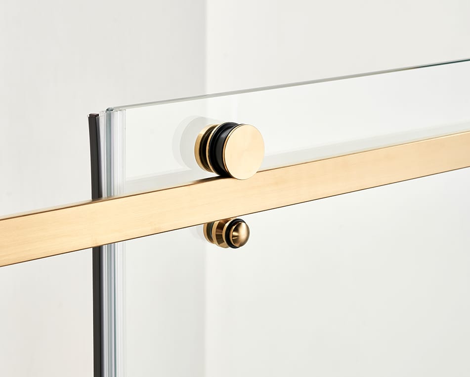 F&D Frameless Shower Glass Door - Brushed Gold