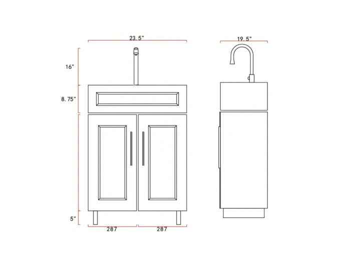 HDF Landuary Vanity with Single Sink and Faucet