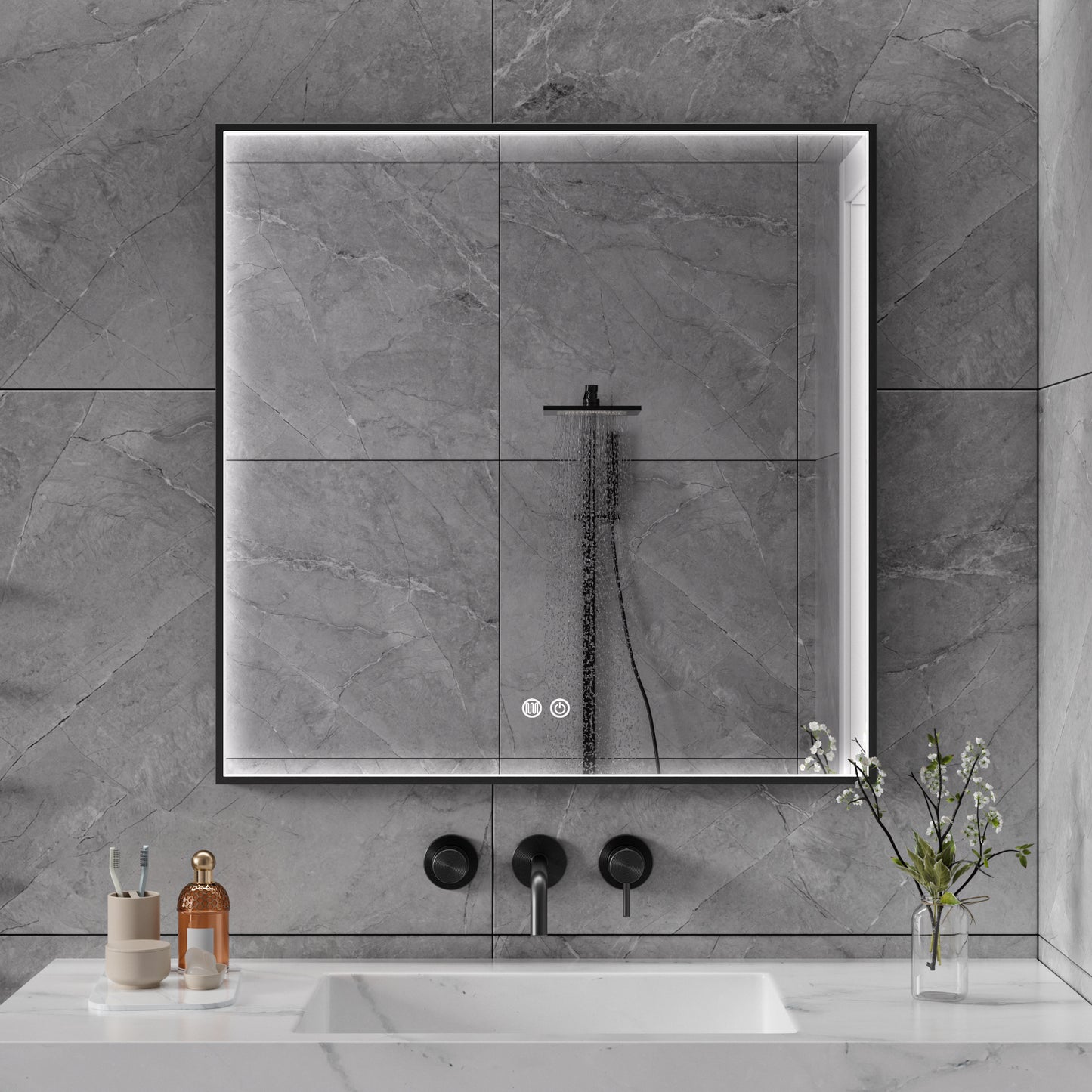 Black Framed LED Bathroom Mirror