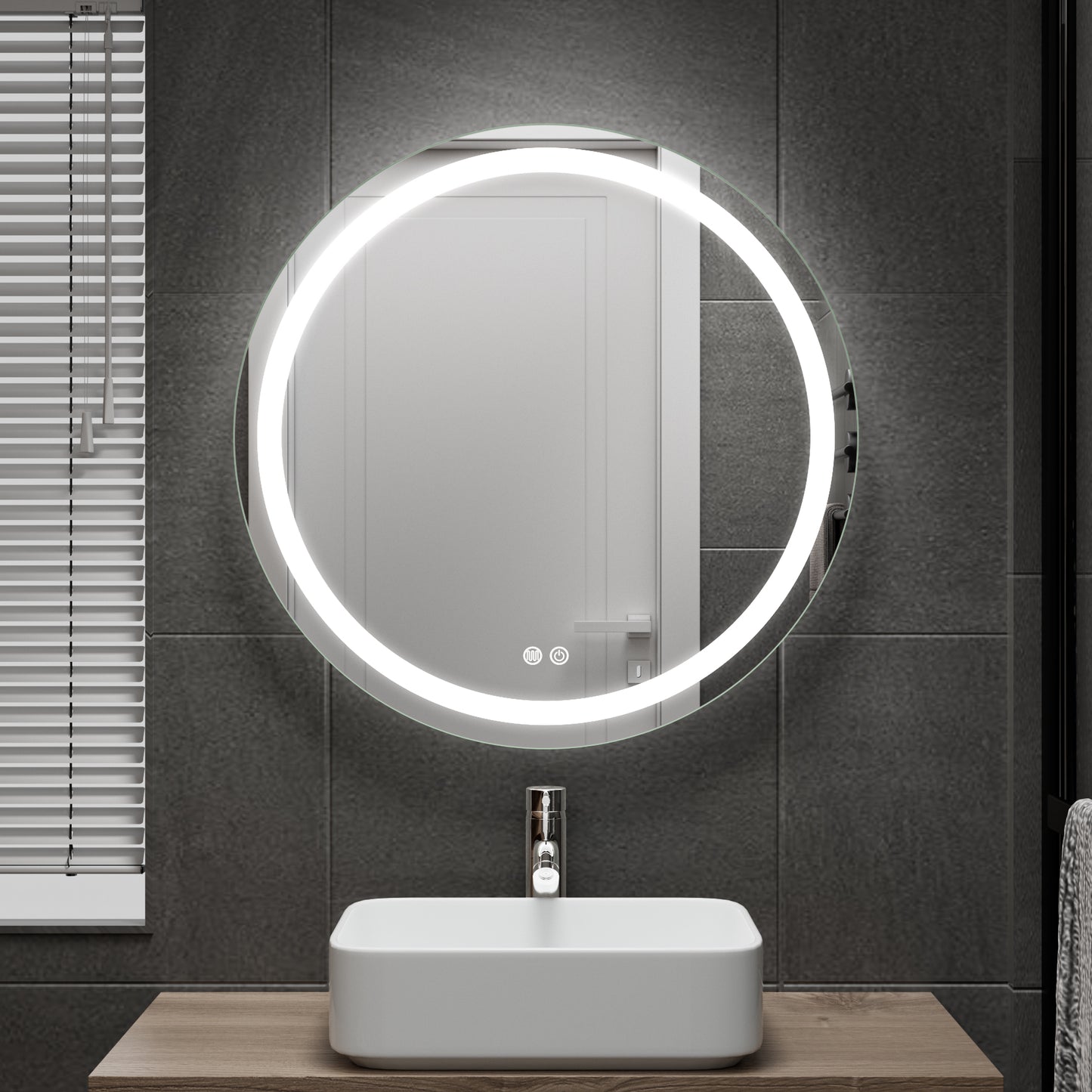 Circle-Shaped LED Bathroom Mirror