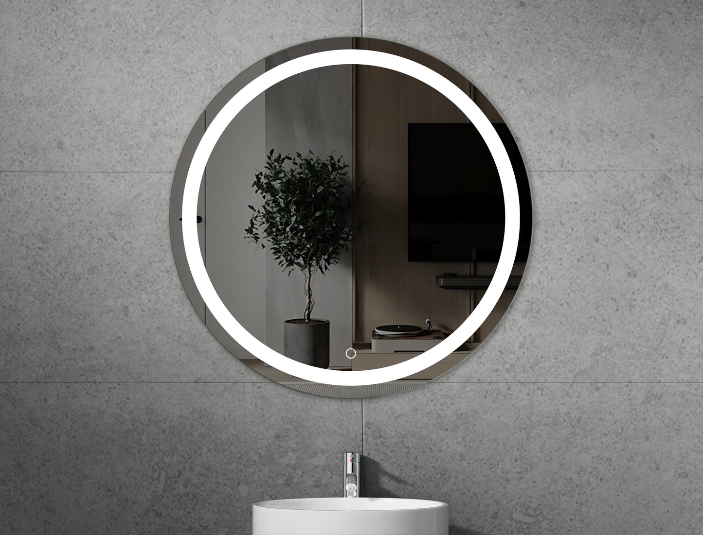 Circle-Shaped LED Bathroom Mirror