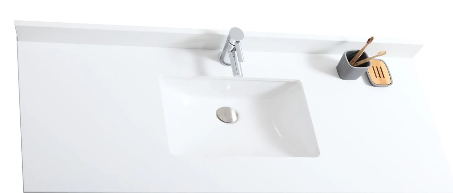 24" HDF Vanity With Quartz Top With Free Faucet & a Pop up Drain.