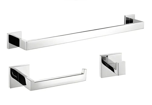 Chrome 3 Piece Square Towel Bar Set