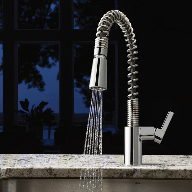 Moen MN-87355 1 Lever Handle 1 Or 3 Hole IRVINE High Arc Spring Pull-Down Kitchen Faucet Chrome 2-Spray With Soap Dispenser ADA