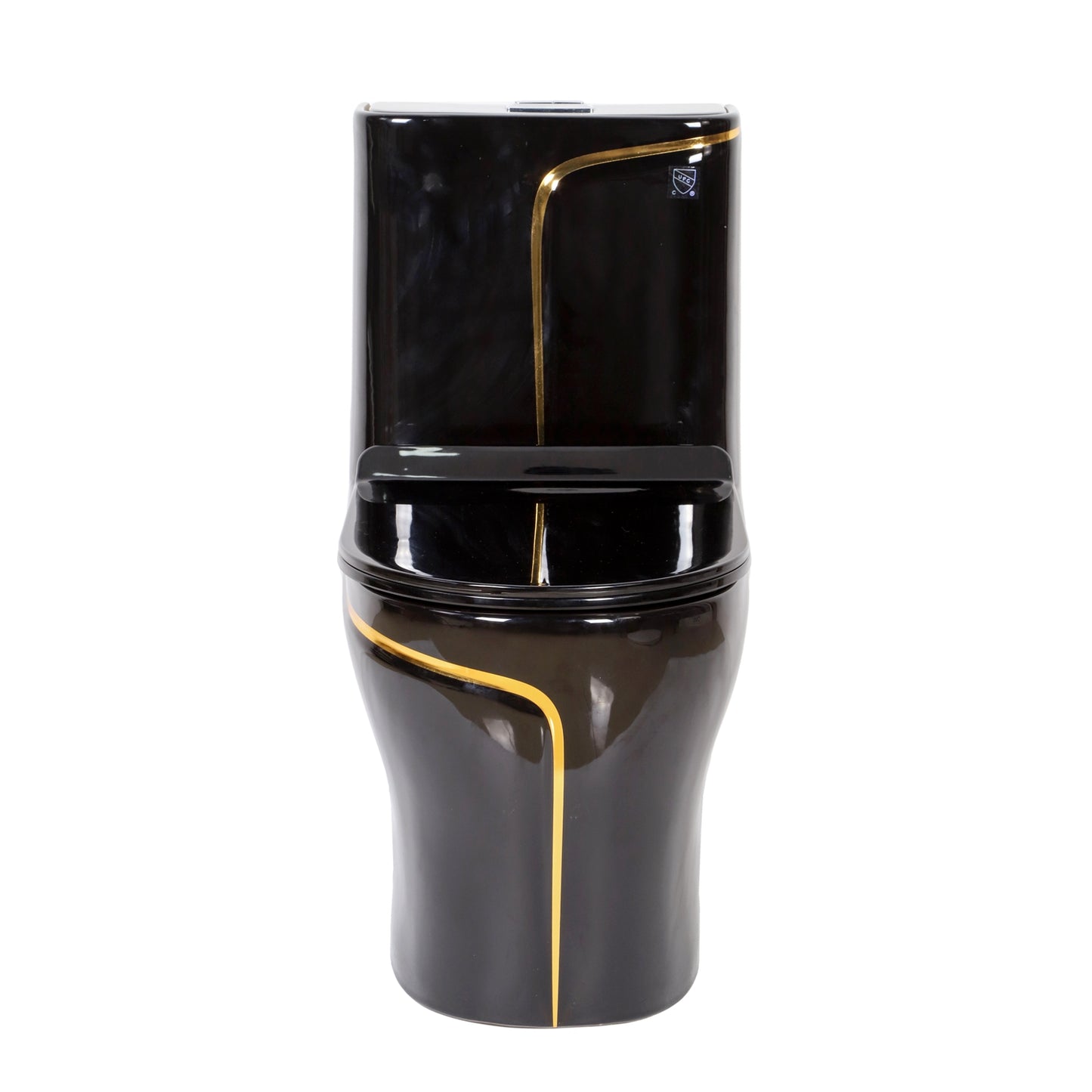 F&D One- Piece Toilet With Elongated Bowl Black & Gold 6011