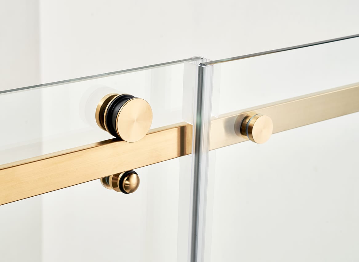 F&D Frameless Shower Glass Door - Brushed Gold