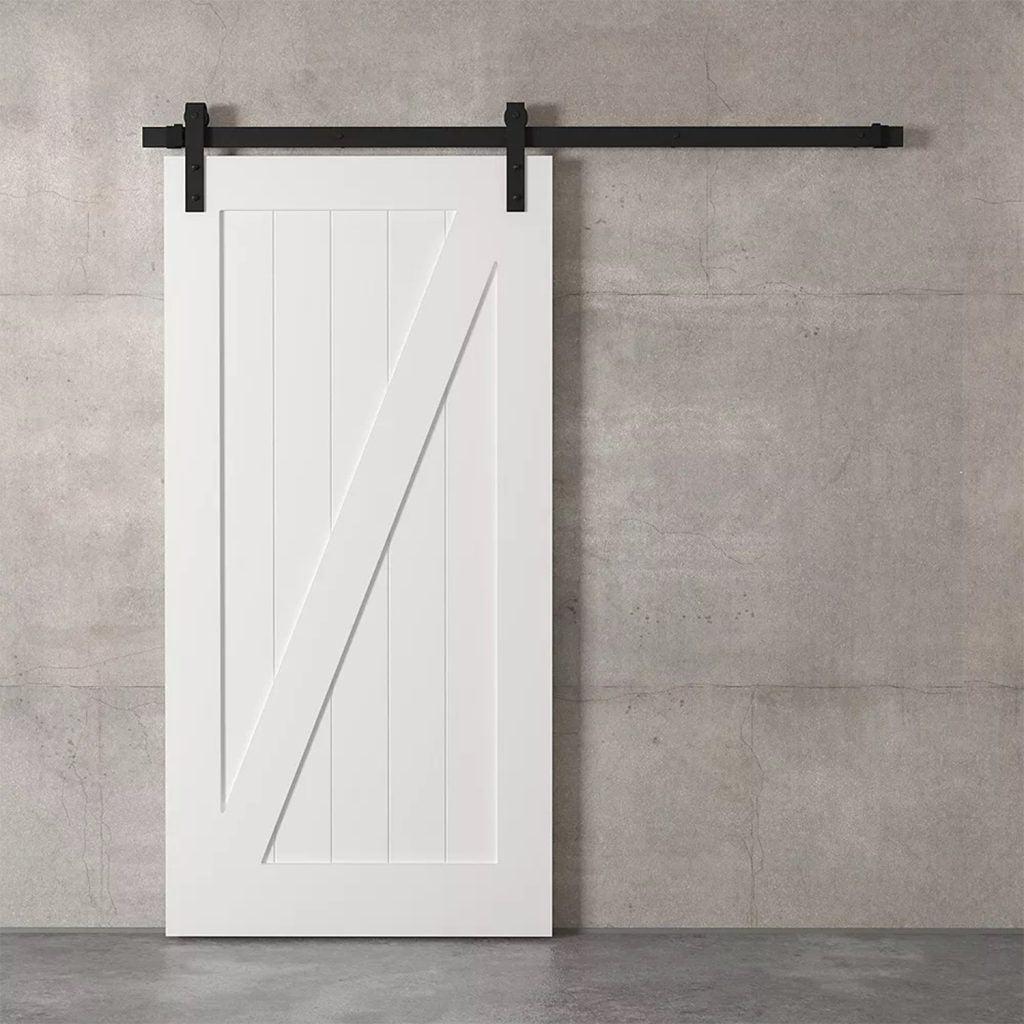 F&D 1 Panel White Solid Core Primed Barn Door (Z-Style)