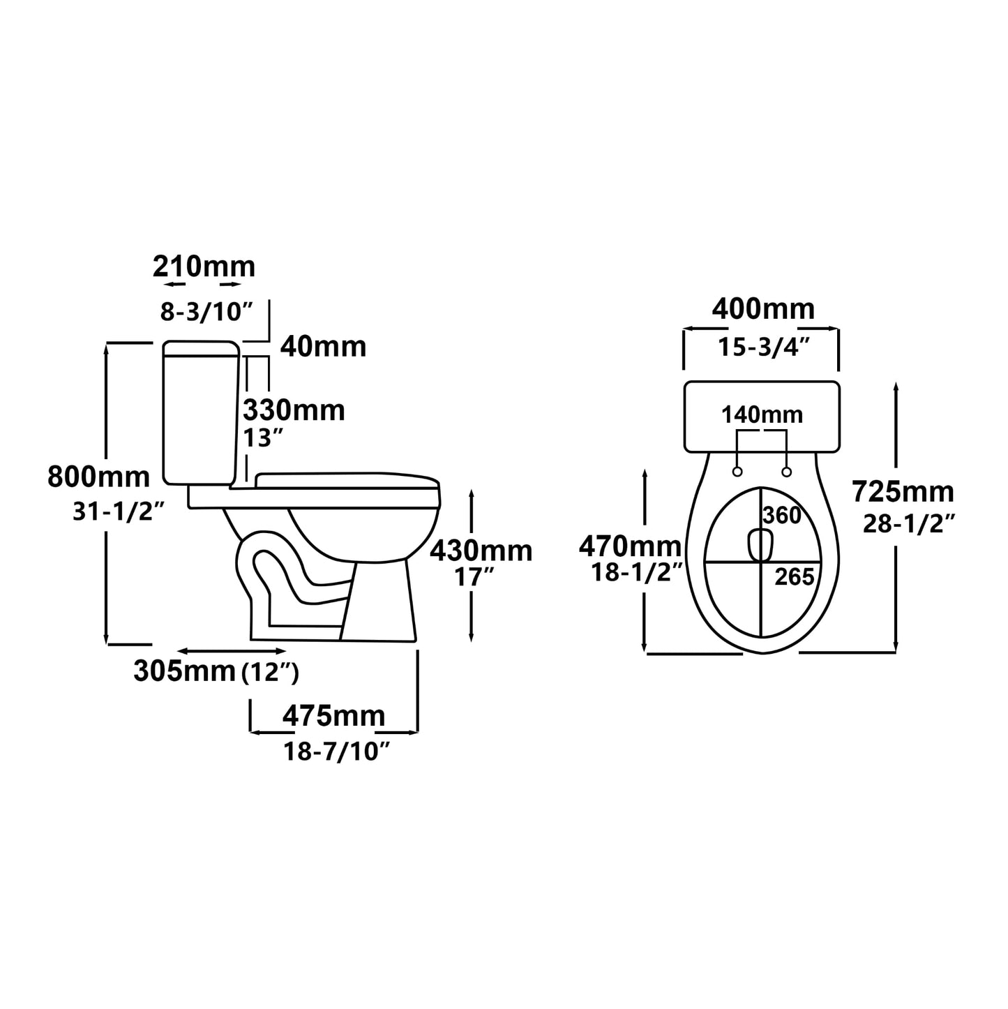 F&D 2 Pc Toilet 6000-2PC