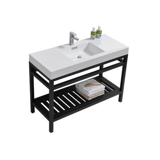 Cisco 48″ Inch Stainless Steel Console W/ White Acrylic Sink – Matte Black