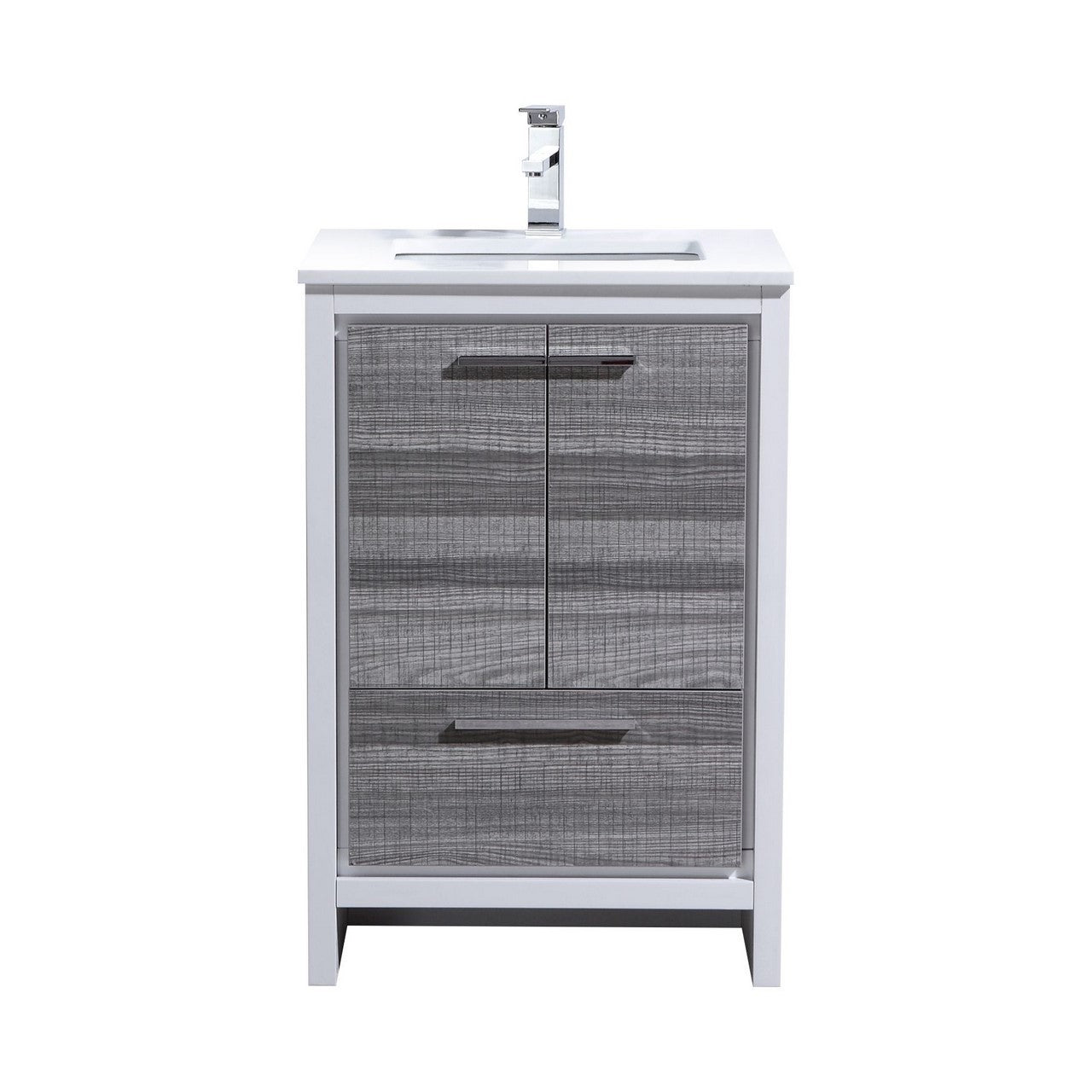 Kubebath Dolce 24″ Inch Ash Gray Modern Bathroom Vanity With Quartz Countertop
