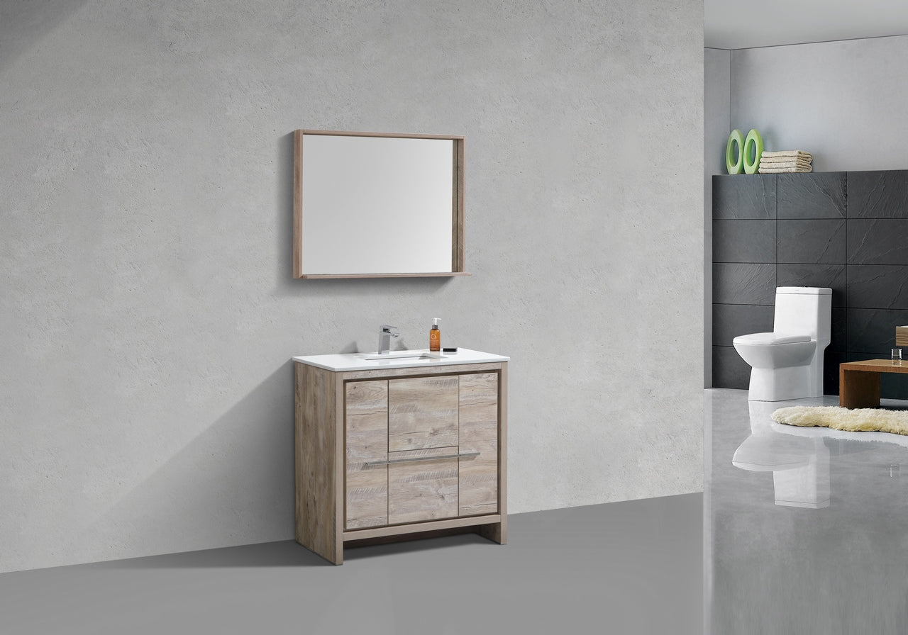 Kubebath Dolce 36″ Inch Nature Wood Modern Bathroom Vanity With Quartz Countertop
