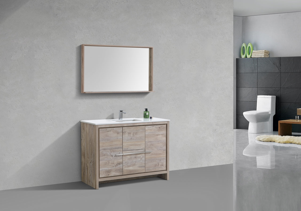 Kubebath Dolce 48″ Inch Single Sink Nature Wood Modern Bathroom Vanity With Quartz Countertop