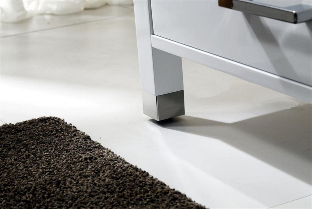 Anziano 72″ Inch High Gloss White Double Sink Vanity W/ White Countertop