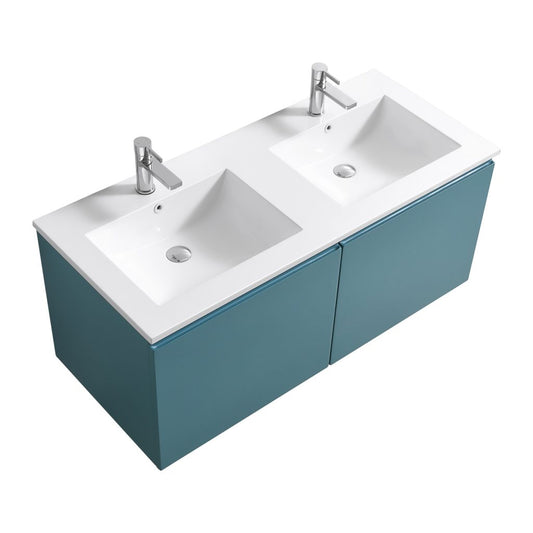 48″ Inch Double Sink Balli Modern Bathroom Vanity In Teal Green Finish