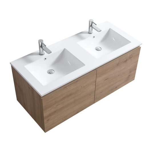 48″ Inch Double Sink Balli Modern Bathroom Vanity In White Oak Finish