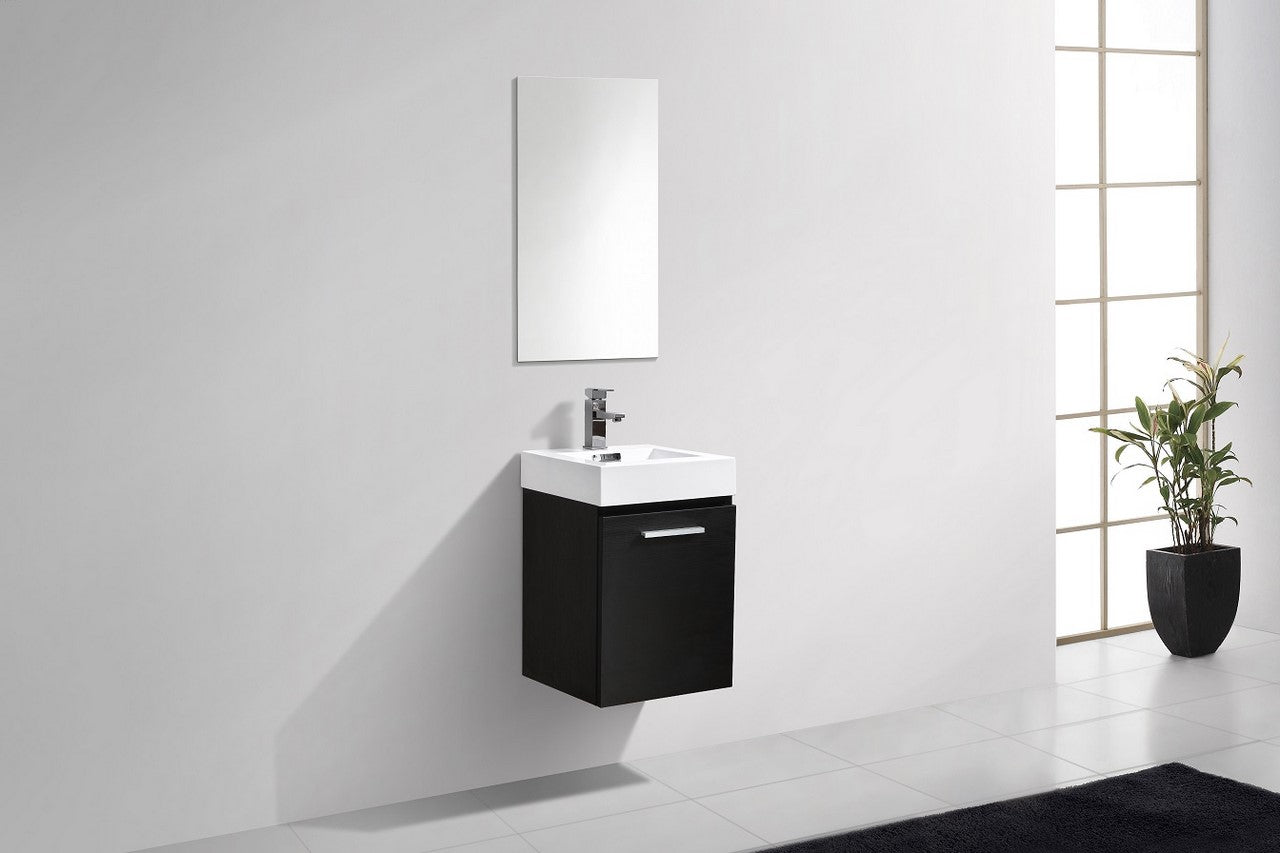 Bliss 16″ Inch Black Wall Mount Modern Bathroom Vanity