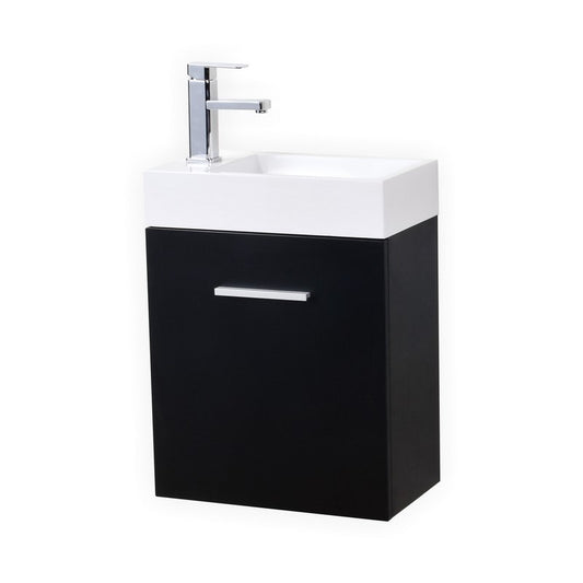 Bliss 18″ Inch Black Wall Mount Modern Bathroom Vanity