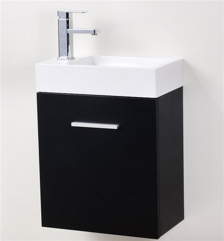 Bliss 18″ Inch Black Wall Mount Modern Bathroom Vanity