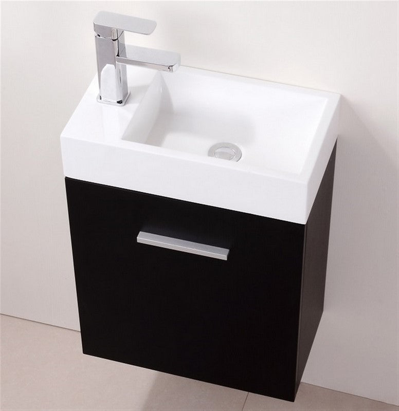 Bliss 18″ Inch Black Wall Mount Modern Bathroom Vanity