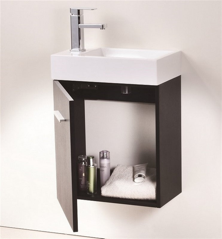 Bliss 18″ Inch Black Wall Mount Modern Bathroom Vanity