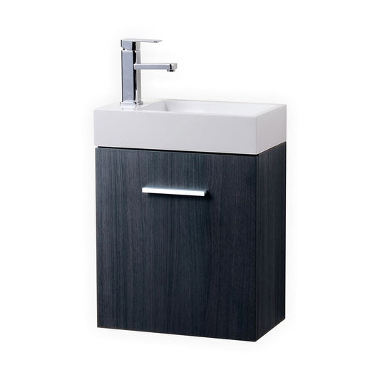 Bliss 18″ Inch Gray Oak Wall Mount Modern Bathroom Vanity