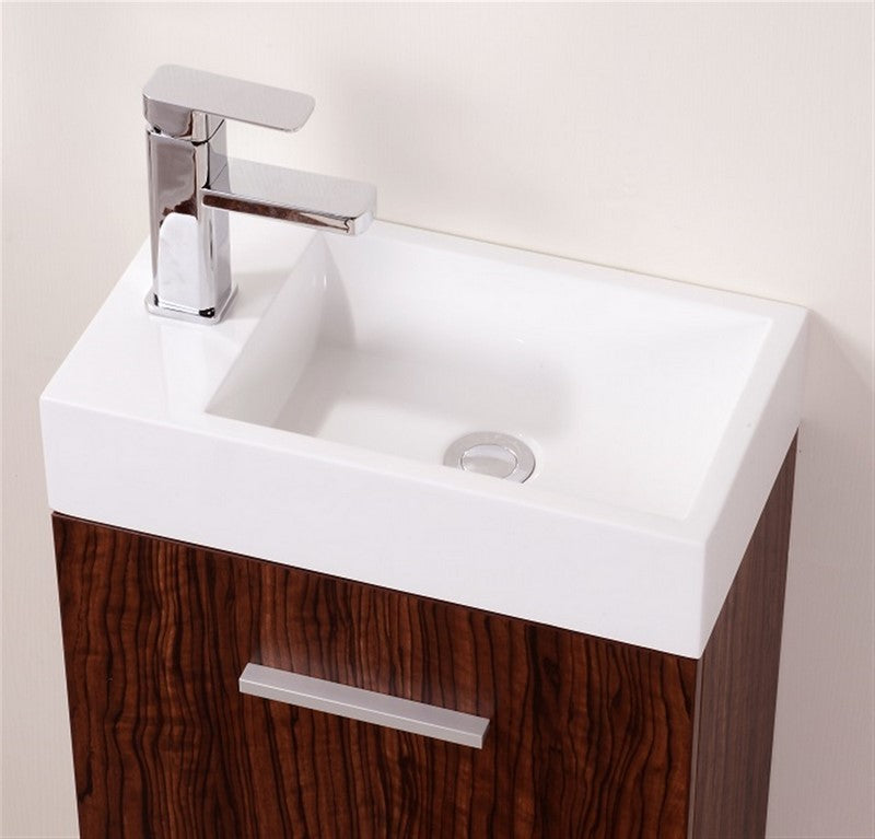 Bliss 18″ Inch Walnut Wall Mount Modern Bathroom Vanity