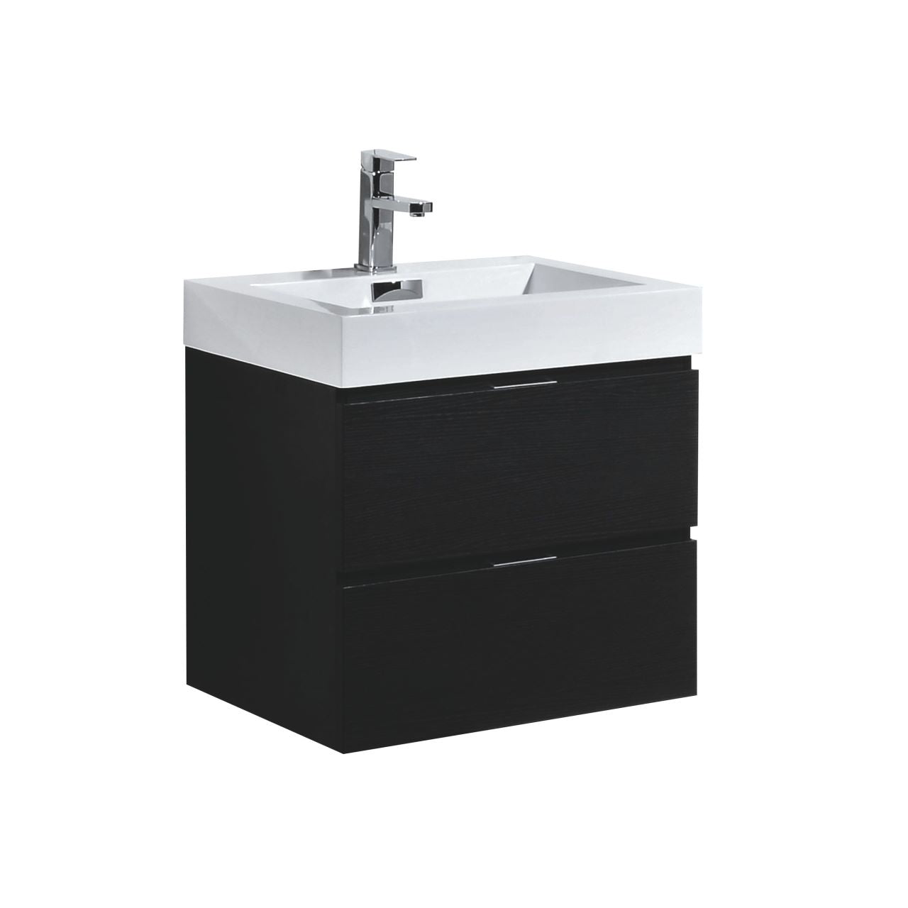Bliss 24″ Inch Black Wall Mount Modern Bathroom Vanity