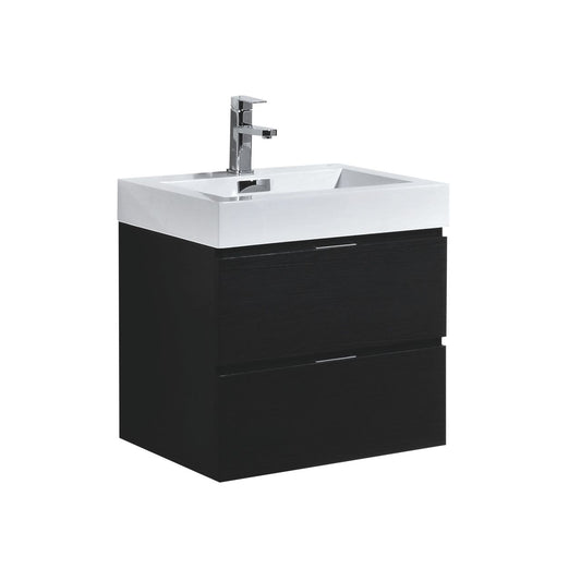 Bliss 24″ Inch Black Wall Mount Modern Bathroom Vanity