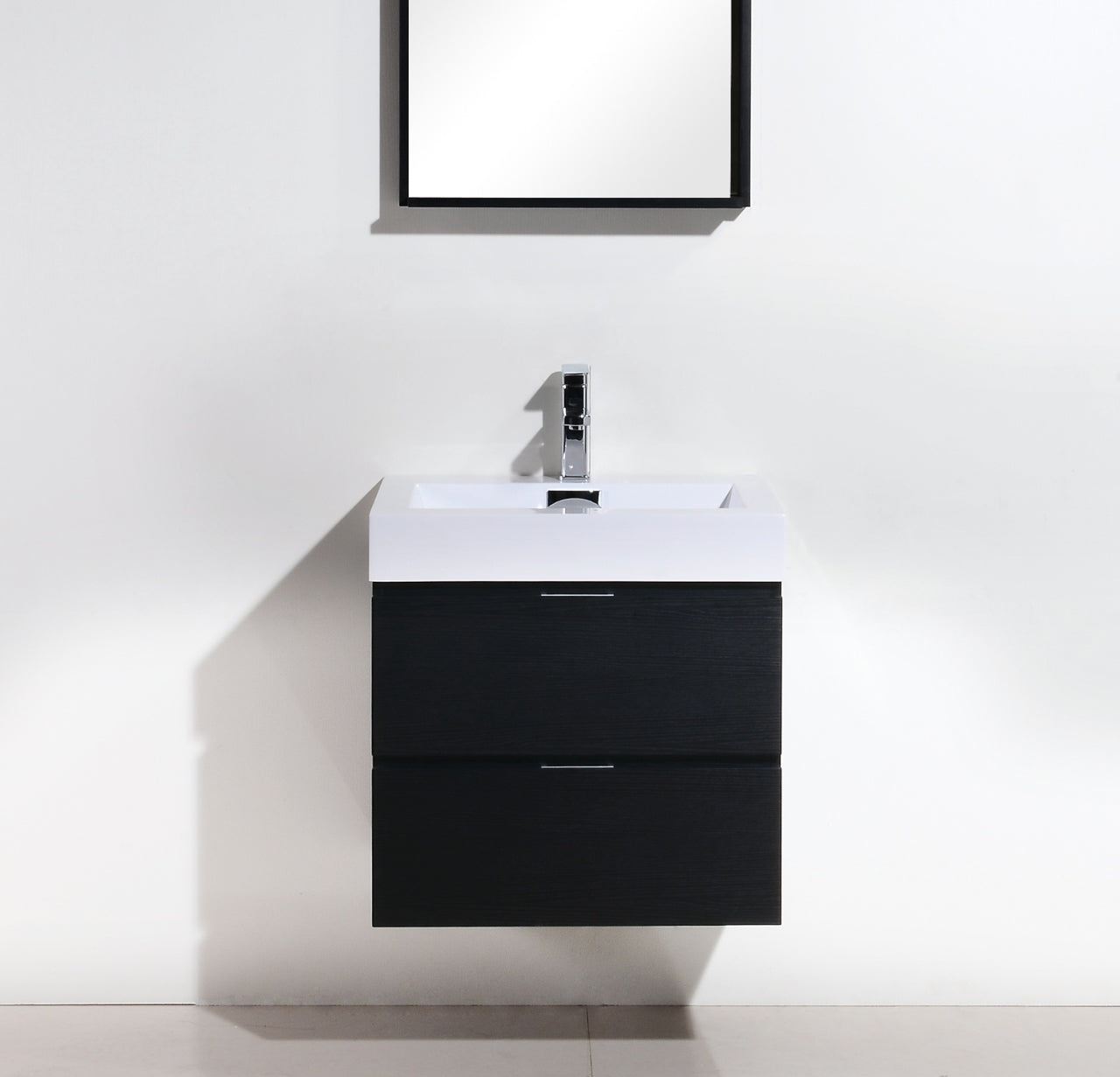 Bliss 24″ Inch Black Wall Mount Modern Bathroom Vanity