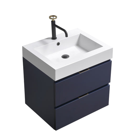 Bliss 24″ Inch Navy Blue Wall Mount Modern Bathroom Vanity