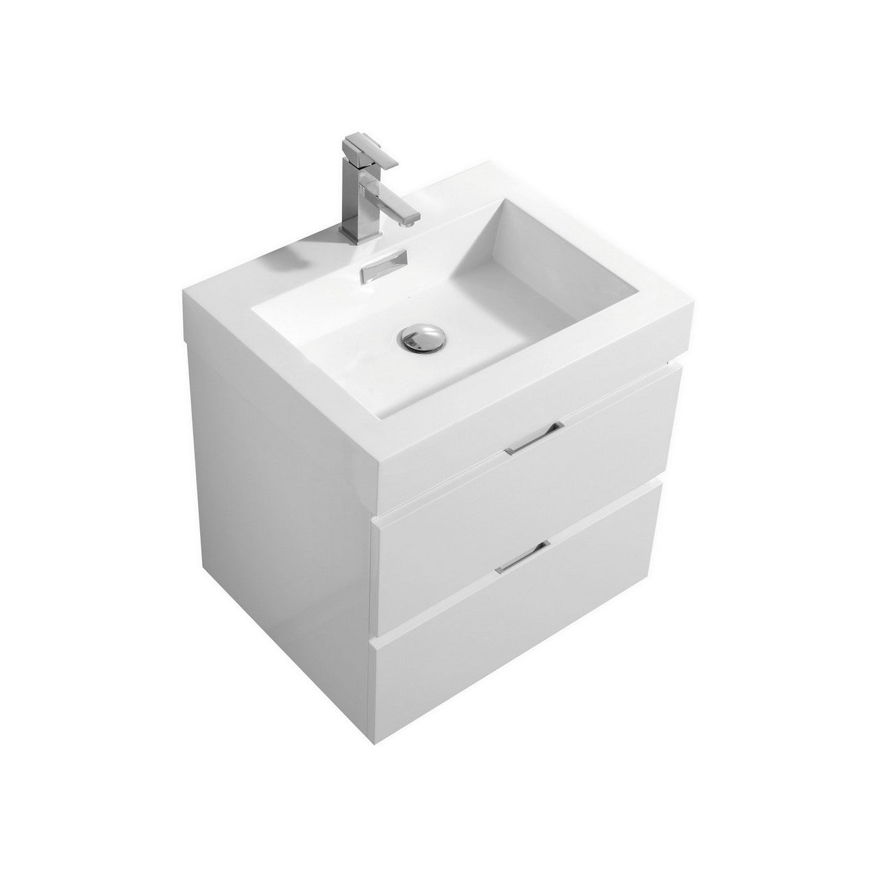 Bliss 24″ Inch High Gloss White Wall Mount Modern Bathroom Vanity