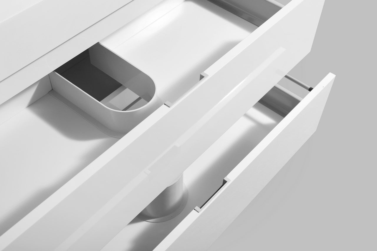 Bliss 24″ Inch High Gloss White Wall Mount Modern Bathroom Vanity