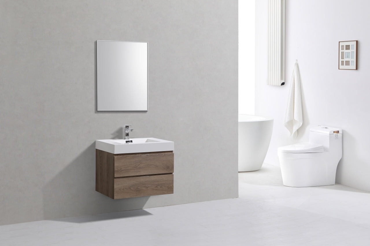 Bliss 30″ Inch Butternut Wall Mount Modern Bathroom Vanity
