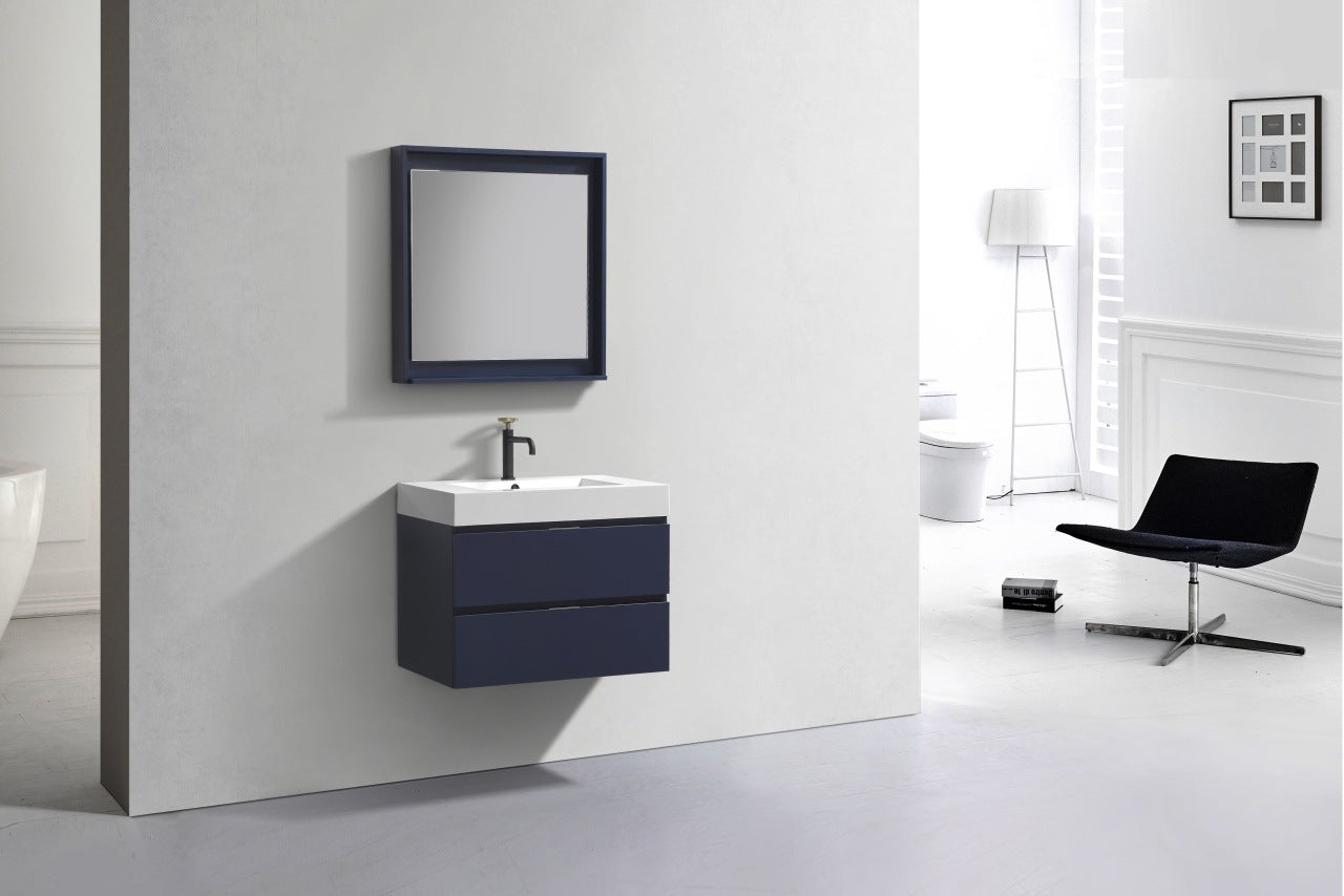 Bliss 30″ Inch Navy Blue Wall Mount Modern Bathroom Vanity