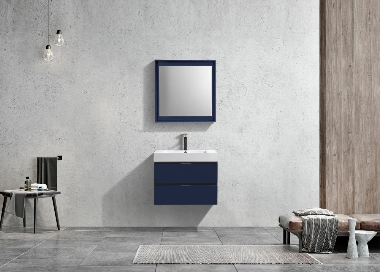 Bliss 30″ Inch Navy Blue Wall Mount Modern Bathroom Vanity