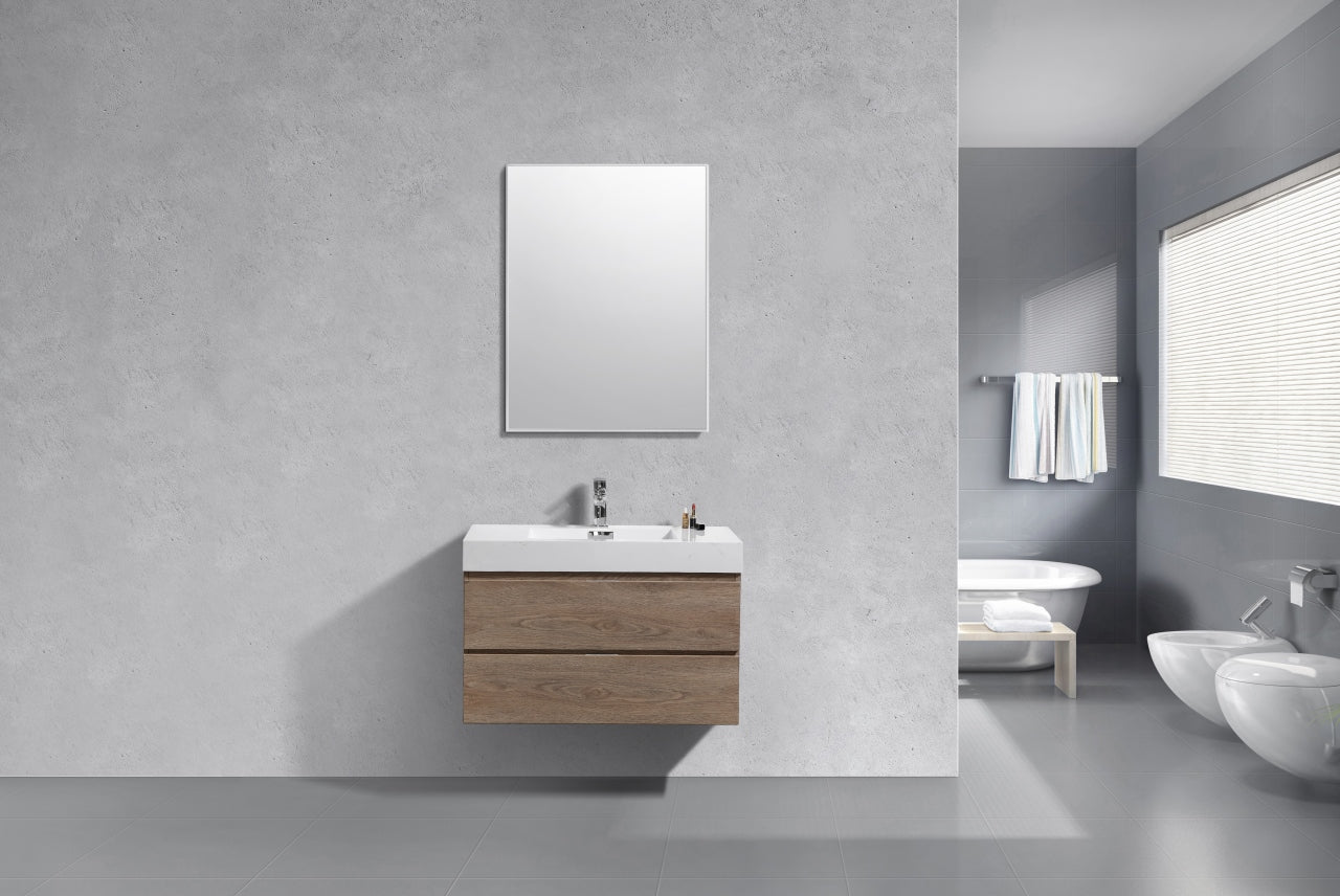 Bliss 36″ Inch Butternut Wall Mount Modern Bathroom Vanity