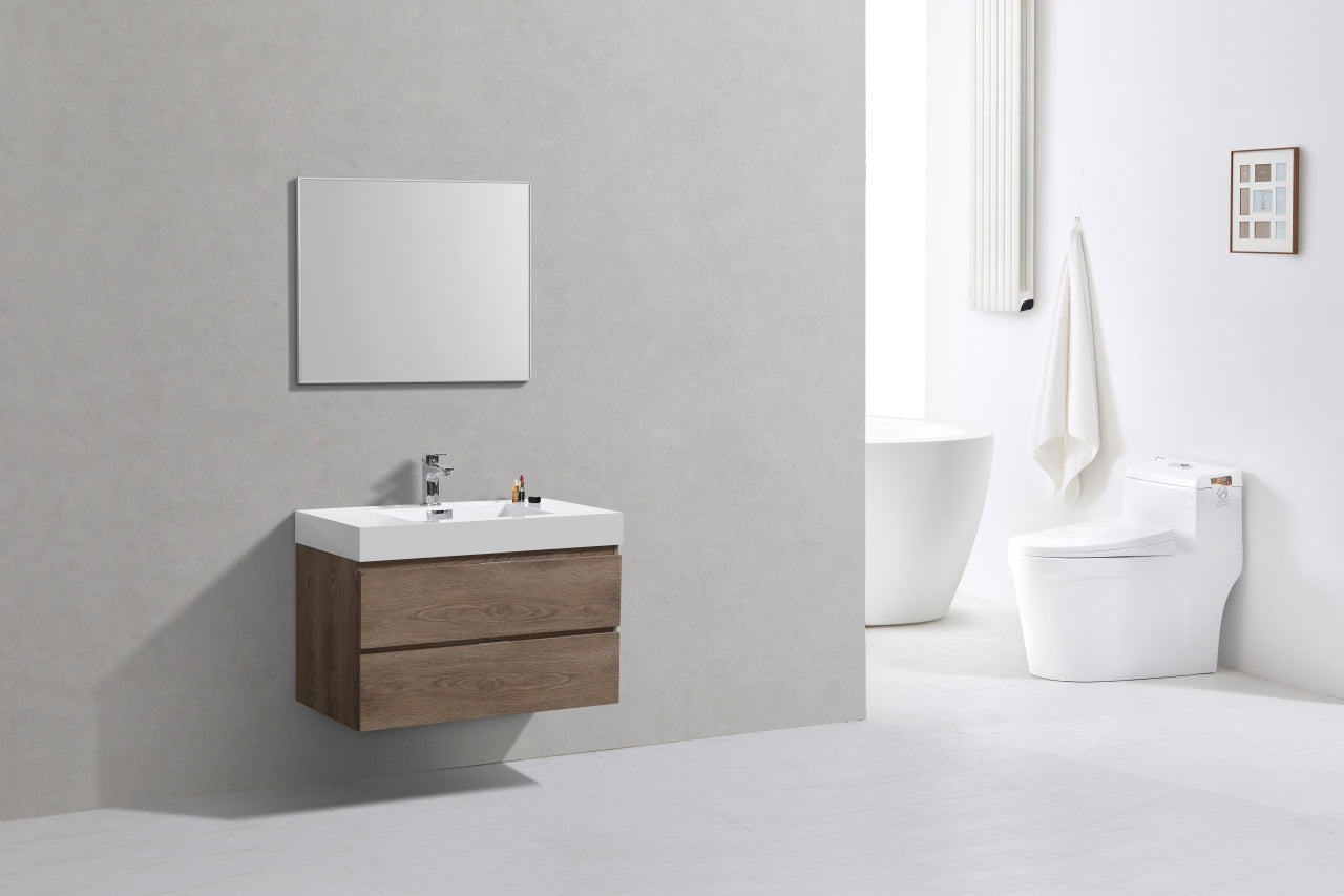 Bliss 36″ Inch Butternut Wall Mount Modern Bathroom Vanity