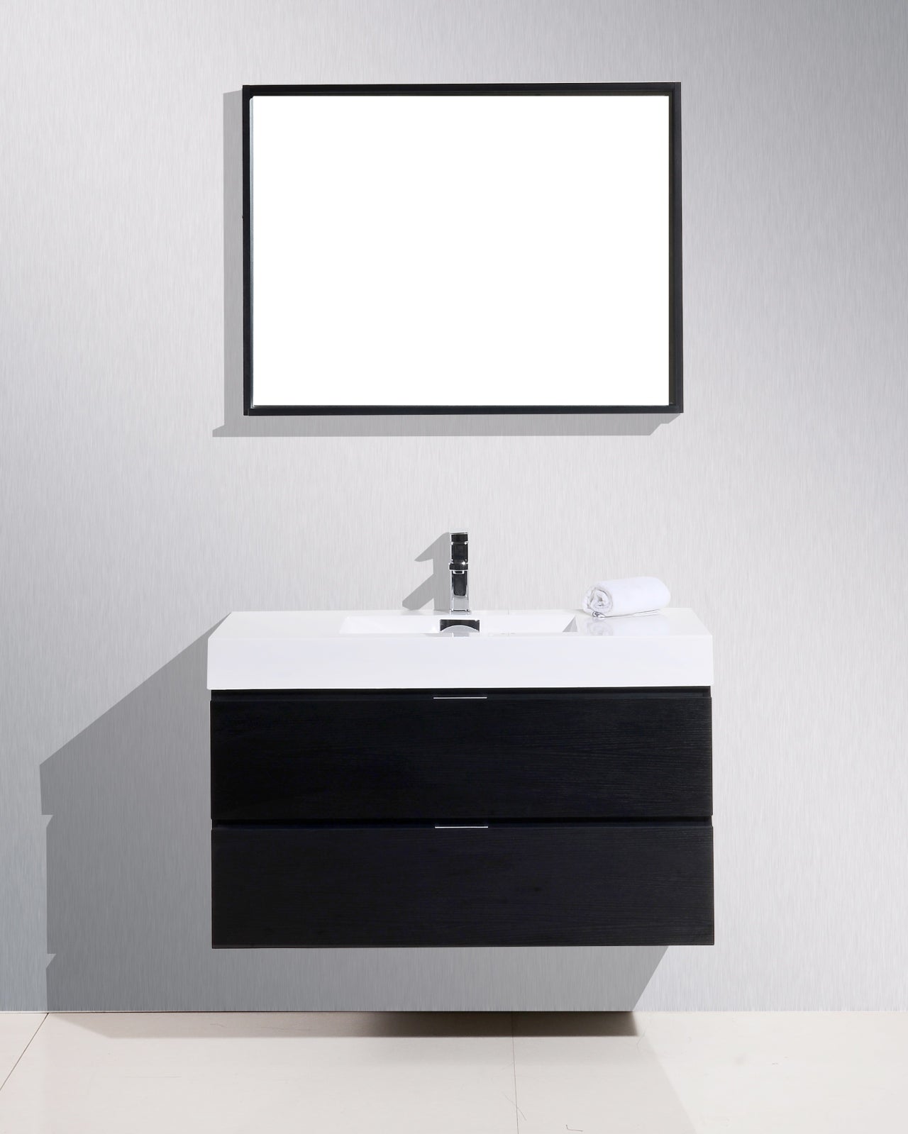 Bliss 40″ Inch Black Wood Wall Mount Modern Bathroom Vanity