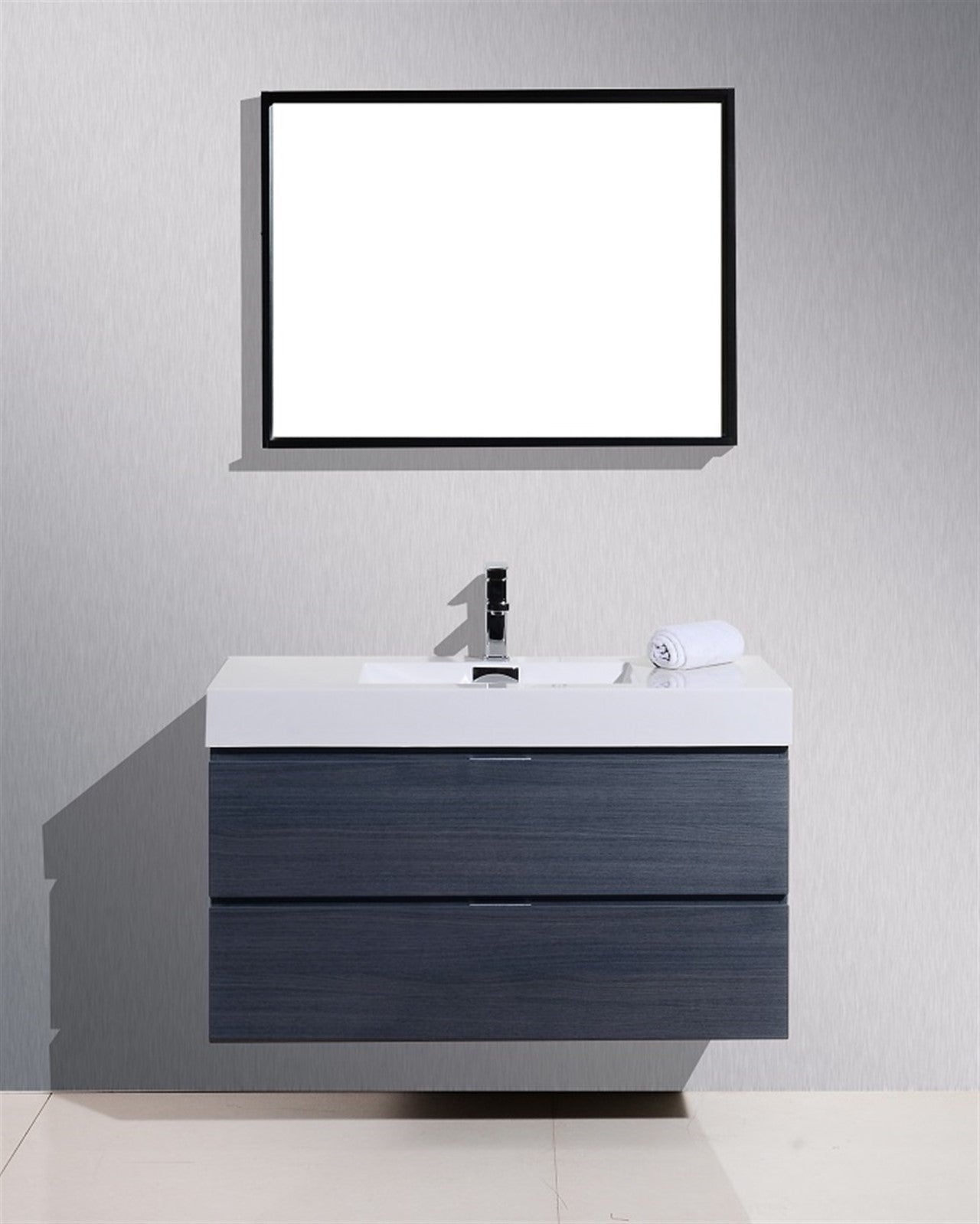 Bliss 40″ Inch Gray Oak Wall Mount Modern Bathroom Vanity